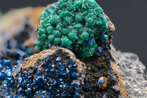 Cornetite, Pseudomalachite, Baryte, Goethite